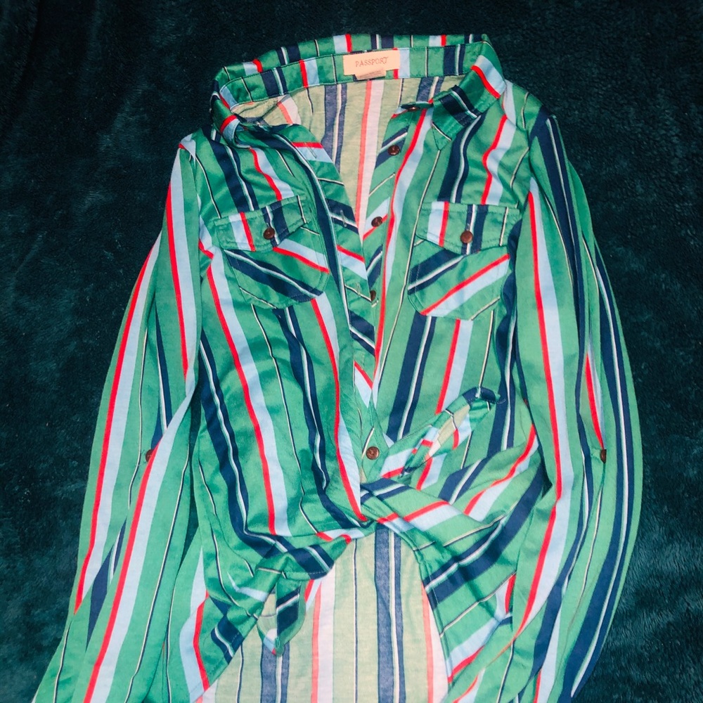 Women’s striped button up shirt